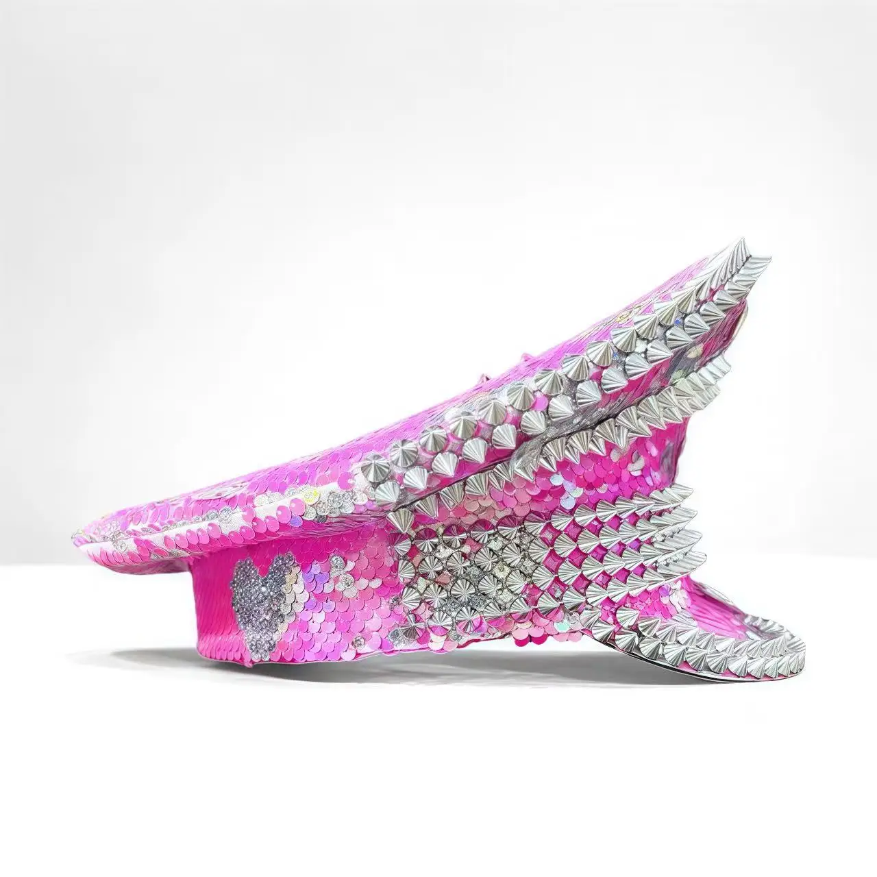 HongLuan Różowy Kapelusz na Halloween dla Dorosłych, Kapitańskie Kapelusze z Cyrkoniami na Festiwal Burning Man dla Kobiet, Akcesoria do Cosplay dla Kobiet