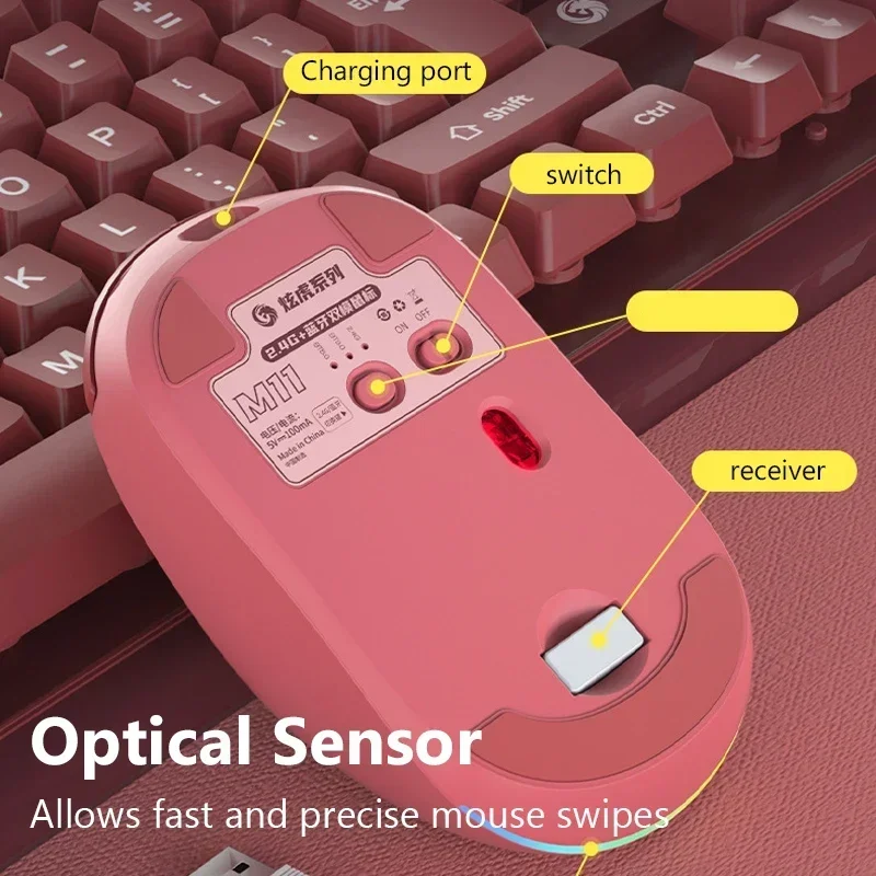 Gaming Mouse Rechargeable 2.4G Wireless Mouse Mute Ergonomic Mouse for PC Gamer Computer Laptop LED Backlit Silent Magic Mice