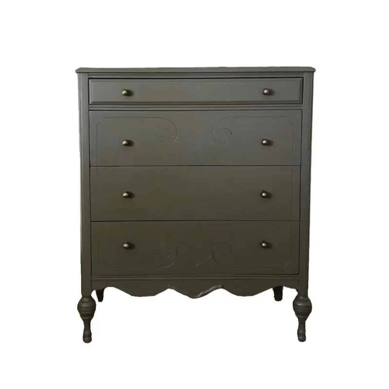 wood carved chest, bedroom locker, four chest cabinet, French retro porch cabinet, drawer cabinet, storage cabinet