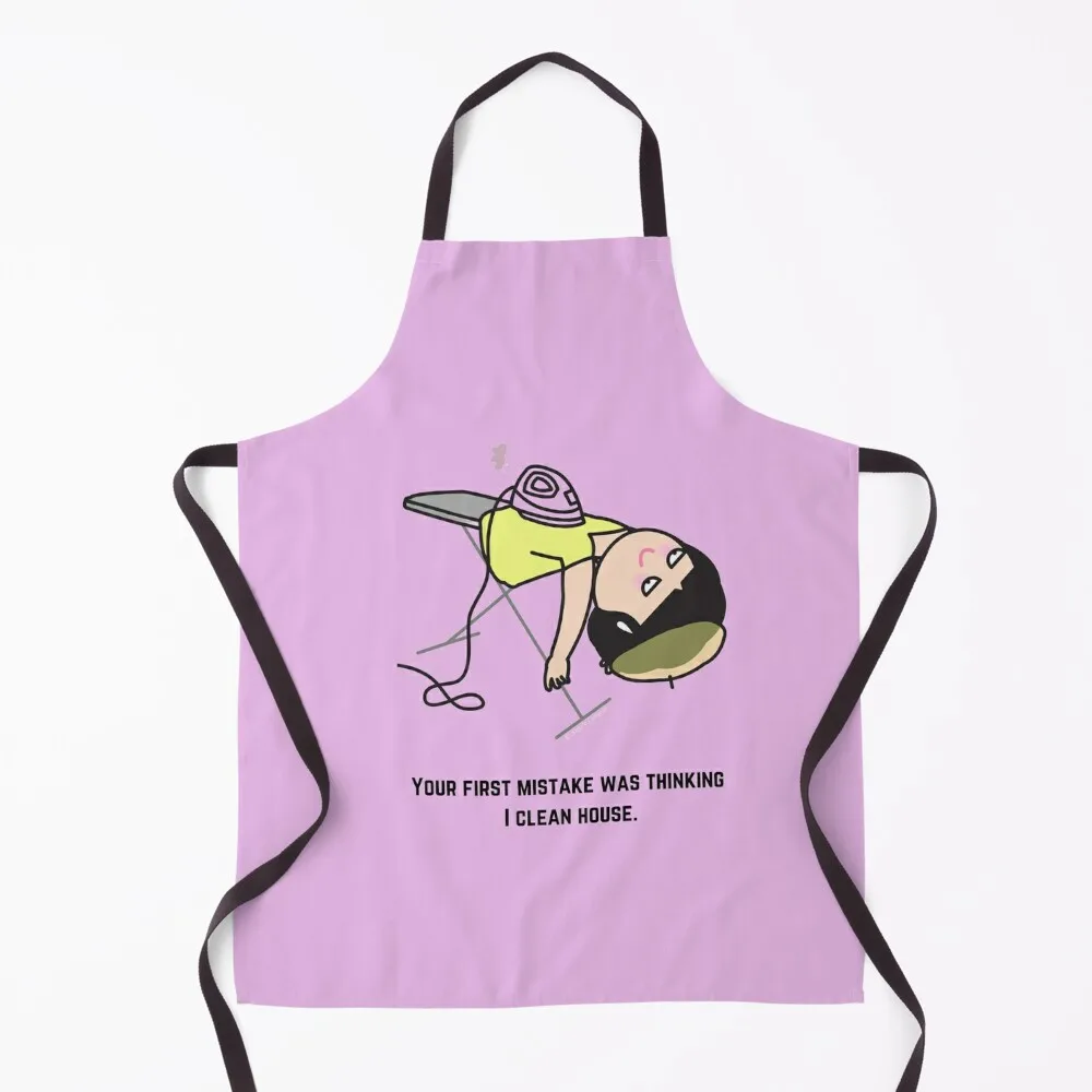 Thinking I Clean House, Funny Cartoon Housekeeping Humor Apron Women's Dresses Women's nail tech supplies Apron