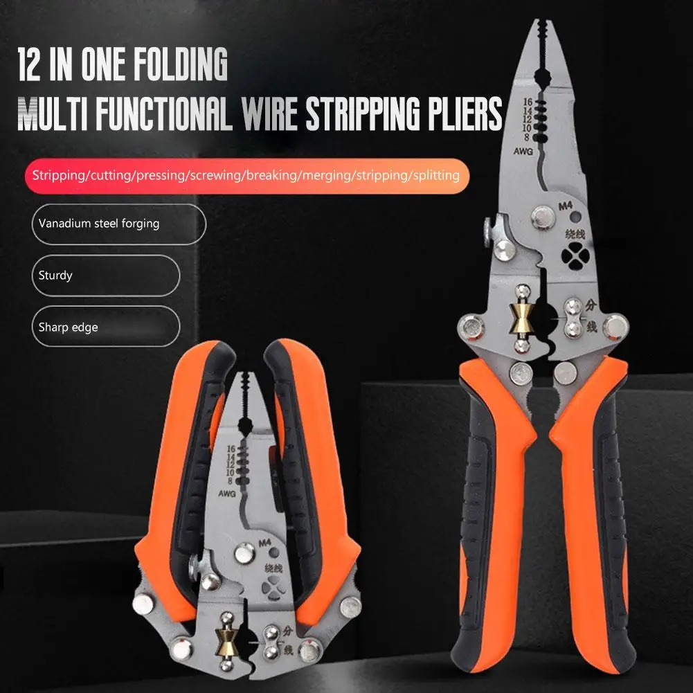 12 In 1 Universal Wire Stripping Pliers Multi-function For Wire Peeling Cutting Dividing Electrical Work Tools