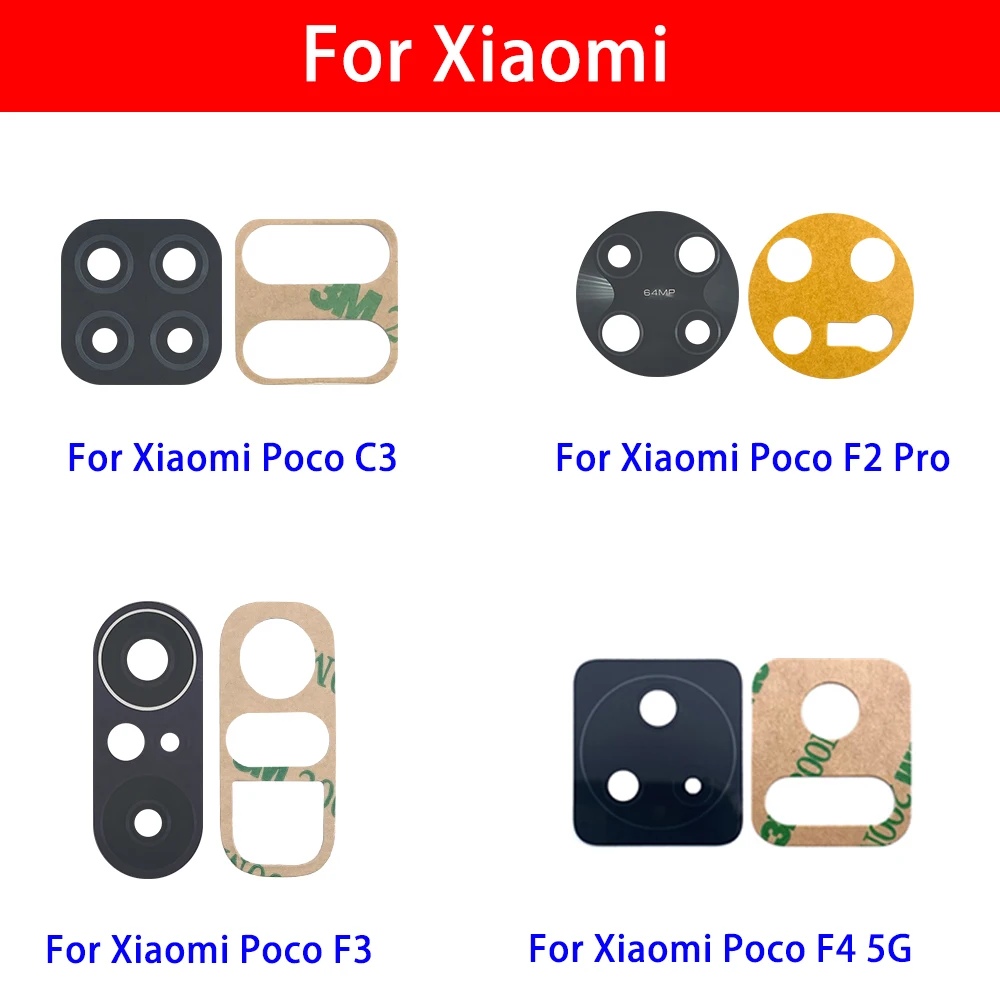 Cristal de cámara probado para Xiaomi Poco X3 NFC M3 X3 GT X4 M4 Pro Poco F3 F4 5G C40, lente de cristal de cámara trasera con adhesivo