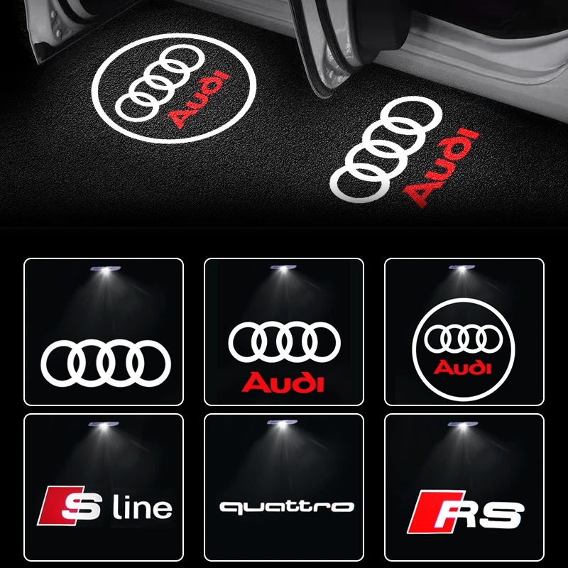 2er-Set LED-Autotür-Willkommenslichter Ventilkappen für Audi A1 A3 8P 8V A4 B5 A6 A7 B8 Q3 S3 S4 Sline Logo Projektor Geisterlicht