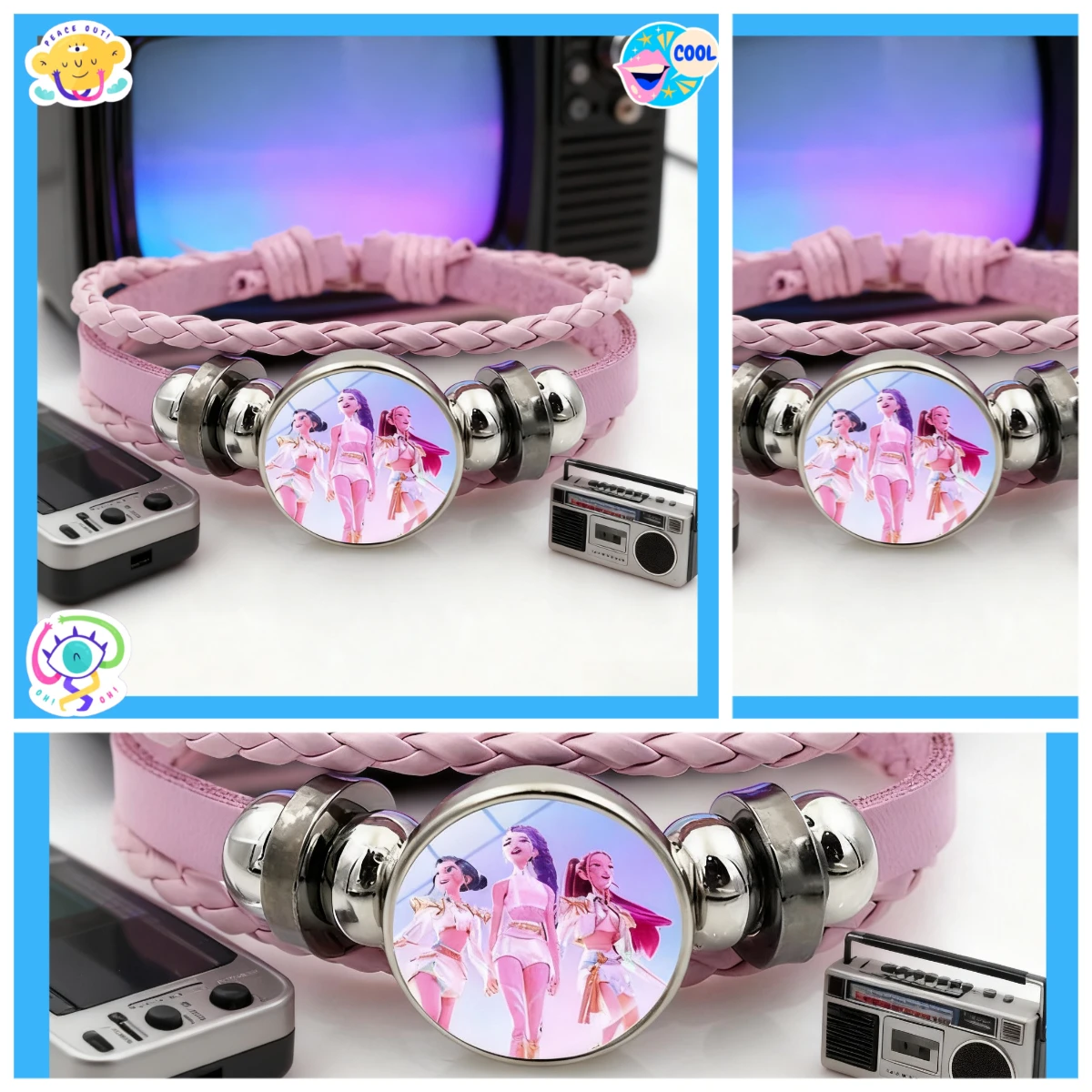 KPop DemonHunters accesorios de moda para mujeres niñas lindas pulseras trenzadas dibujos animados Anime pulsera periférica regalos derivados