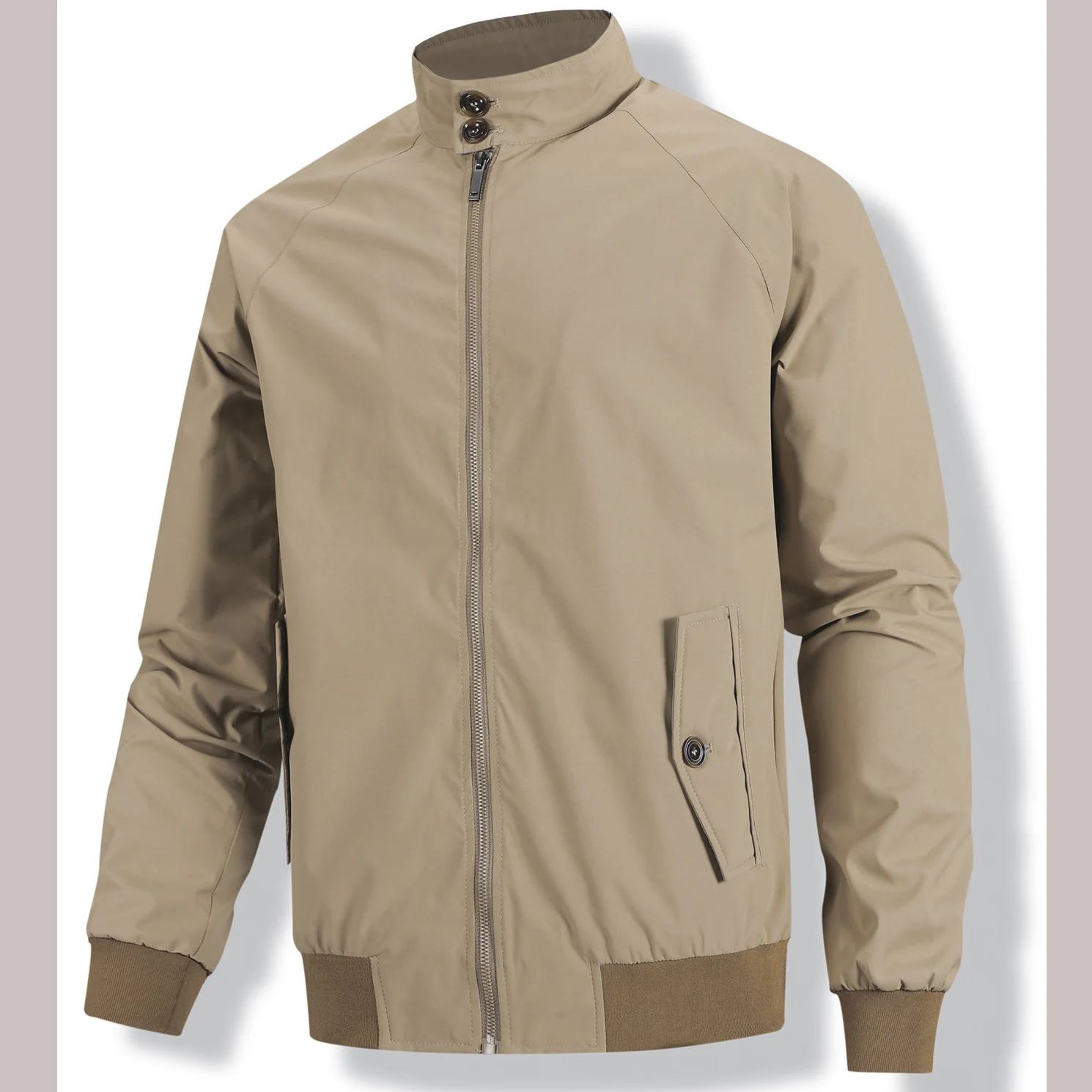 

2025 Man Jacket Autumn Vintage Simple Solid Long Sleeve Male Cargo Outerwear Stand Collar Zipper Casual Versatile Men Coat