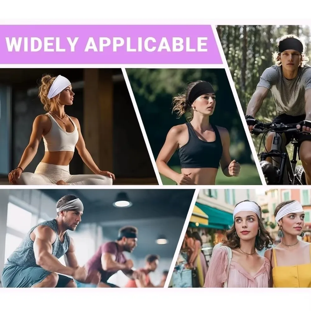 Lightweight Breathable Sport Headband Sweat Absorbent Quick Dry Cool Elastic Headband Fitness Sweatband Gym