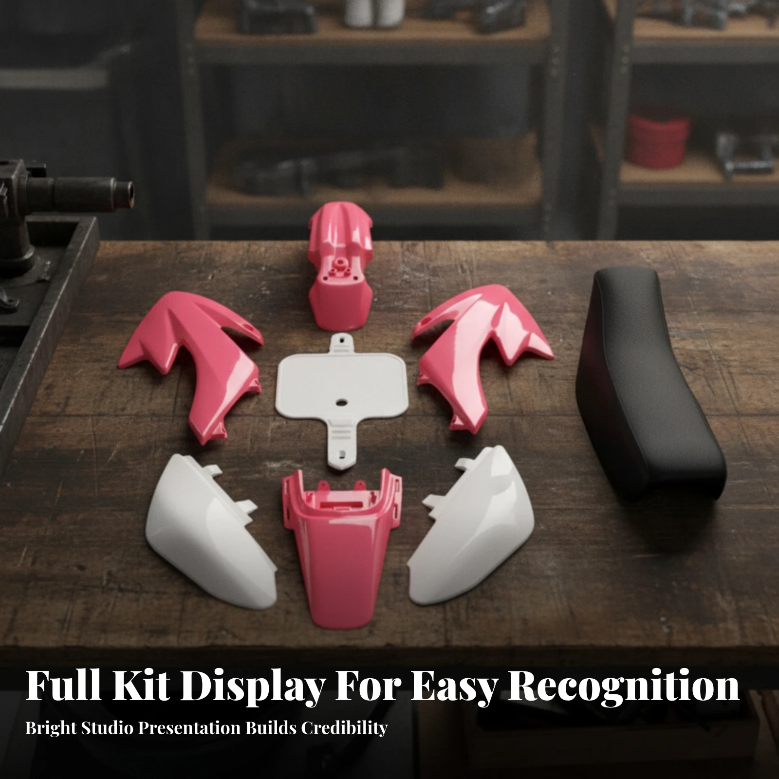Mini Bike Body Kit with Seat Long-Lasting Dirt Bike Plastics Kit with Seat Glossy Textured for Riders