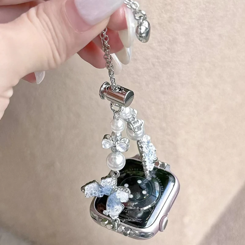 مناسبة ل أبل IWatch 9 8 7 6 5 الصيف الجليدية فراشة اللؤلؤ سوار معدني 42 46 49 مللي متر الجيل حزام ساعة اليد الساعات #5