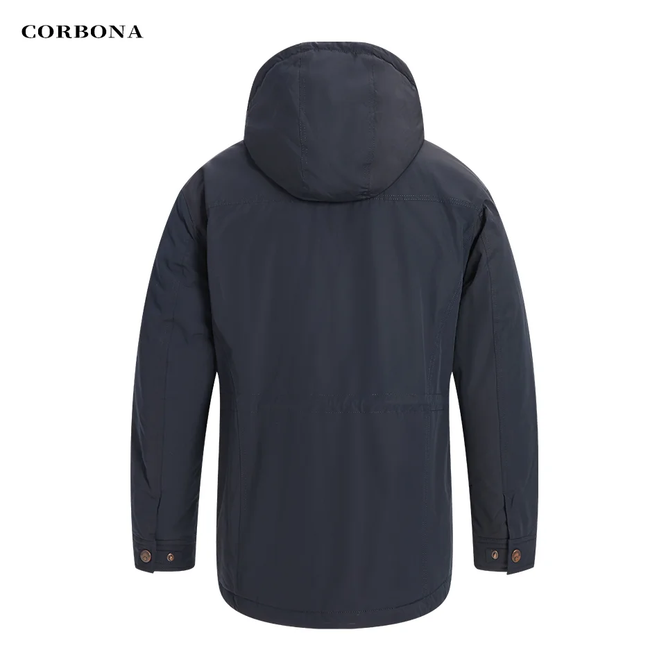 CORBONA-Chaqueta de gran tamaño para hombre, abrigo cálido a prueba de viento, cortavientos de negocios, Parka larga, color azul militar, para otoño