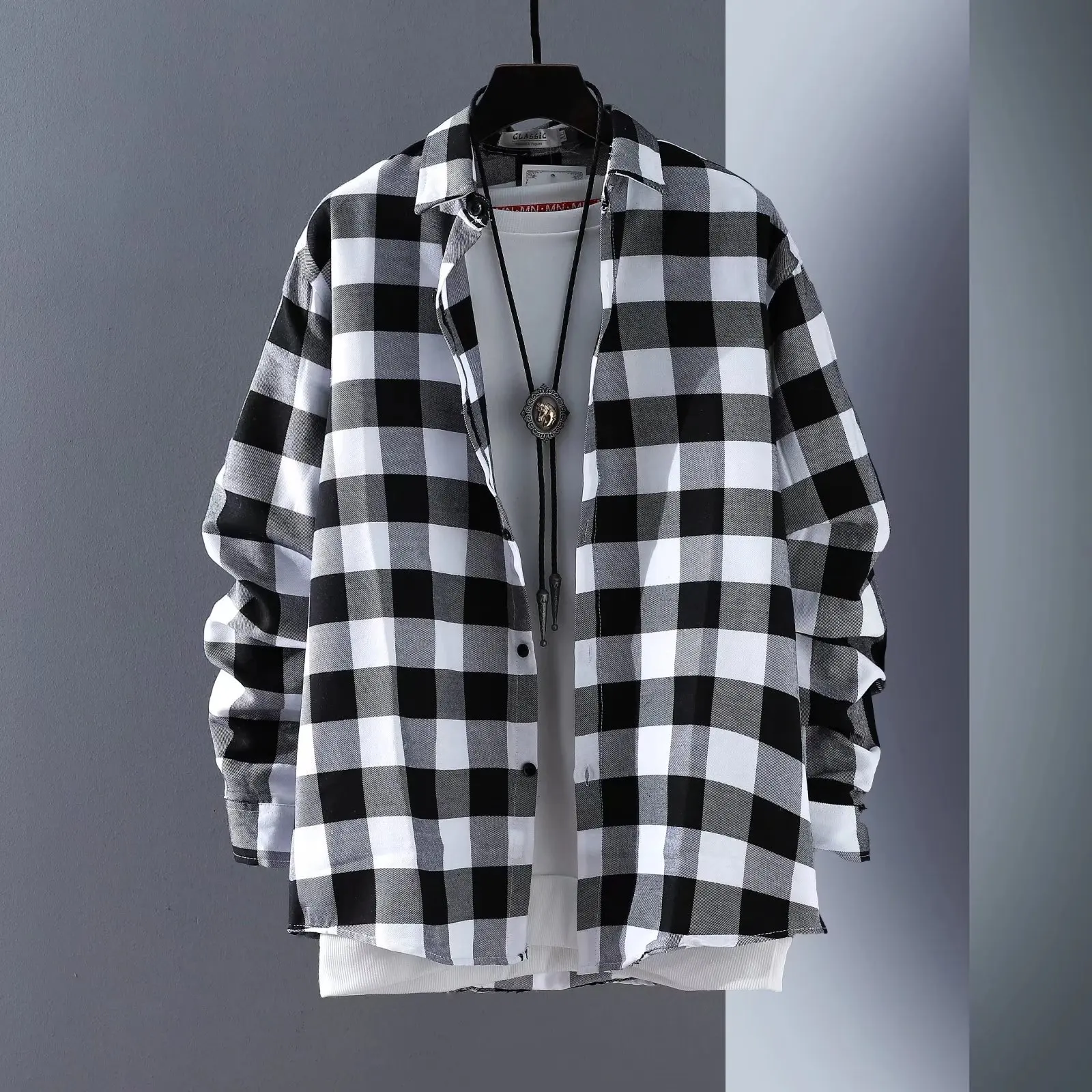 2025 New Plaid Shirt Men's Spring Summer Autumn Thin Long Sleeve Loose Youth Casual Shirt Jacket Checkered Pattern Casual Fit