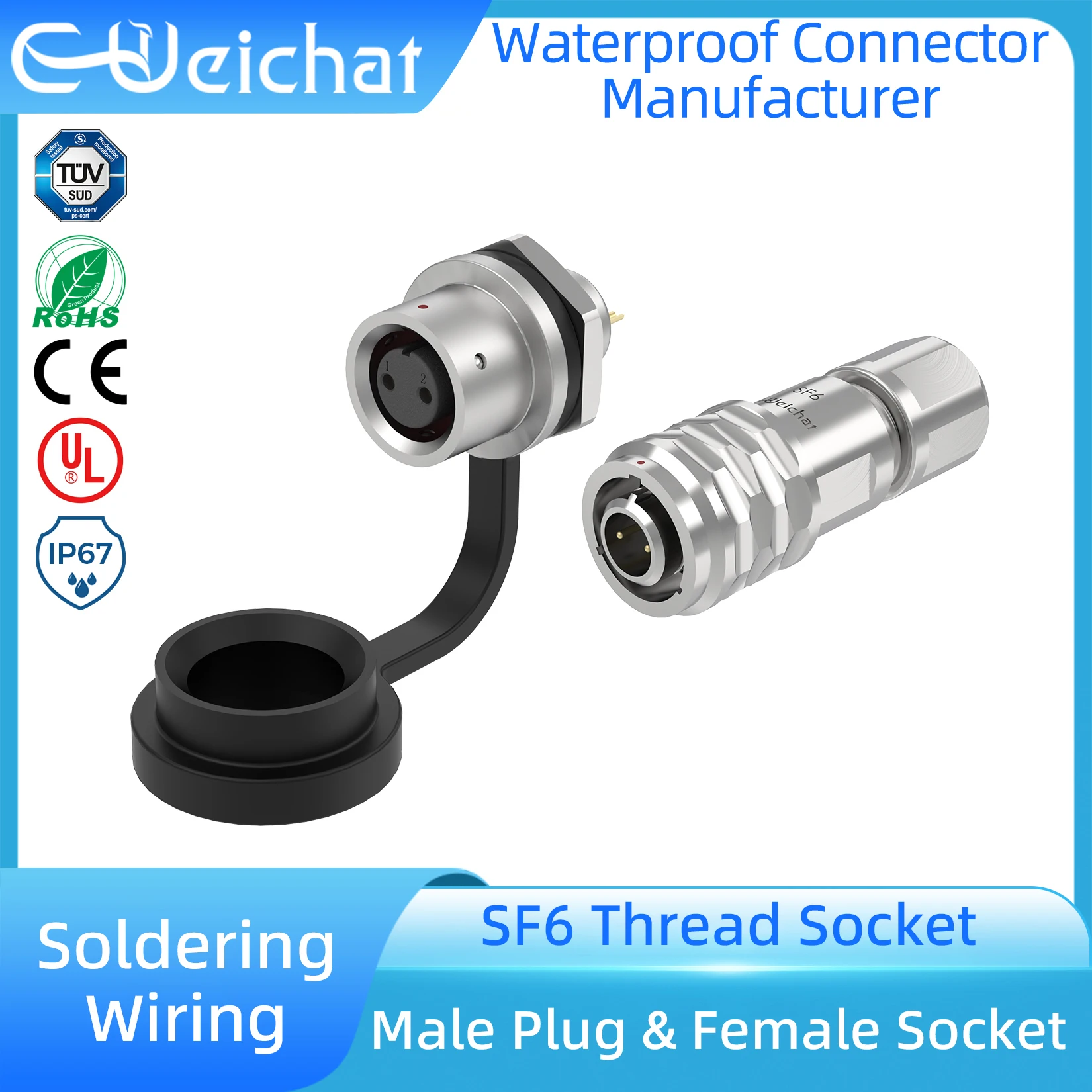

SF6 IP67 Waterproof Connector 2 3 4 5 Pin Panel Mount Industrial Electric Power Signal Plug Electronic Connection Adapter