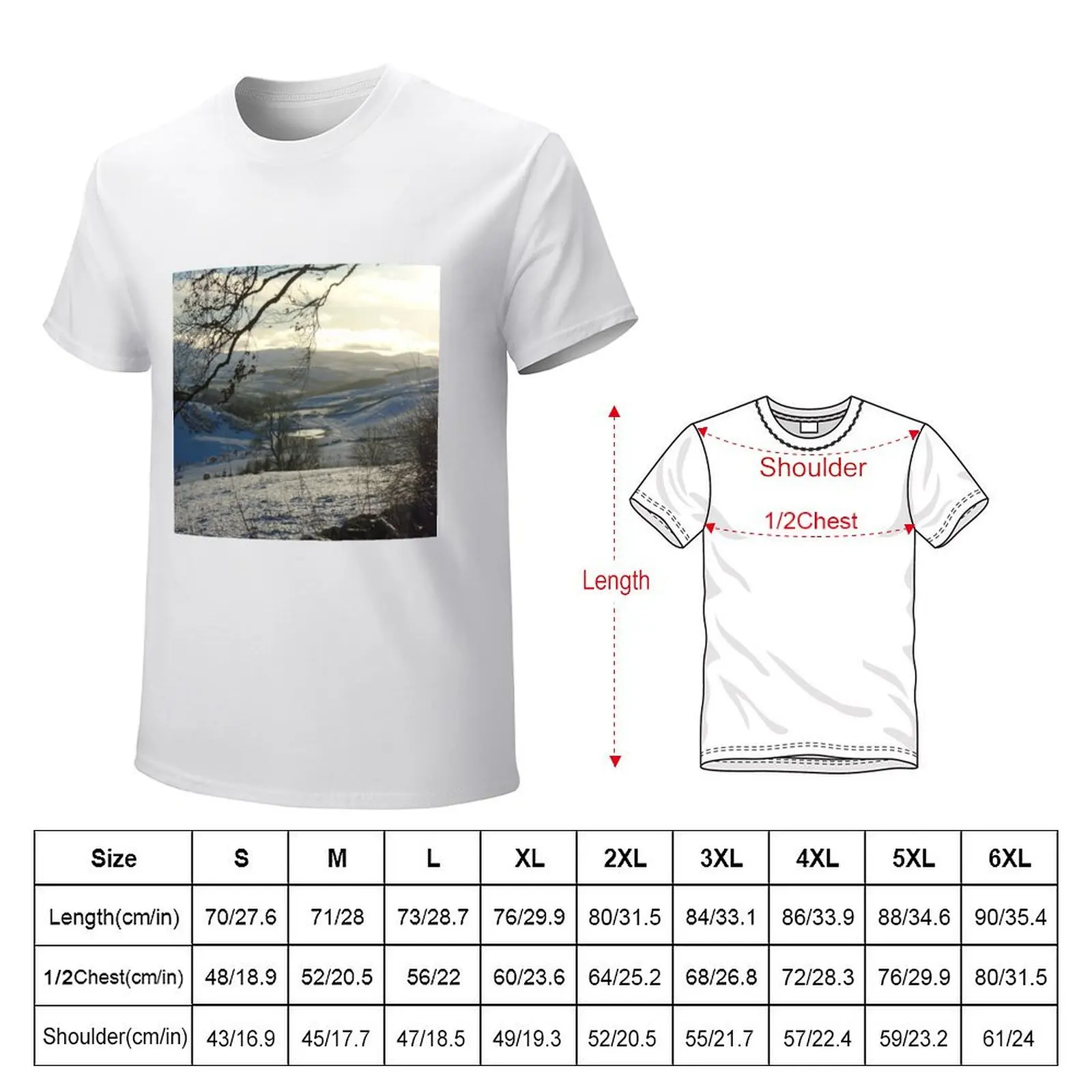 Winter snow photographic landscape T-shirt shirts graphic tees tops designer t shirt men