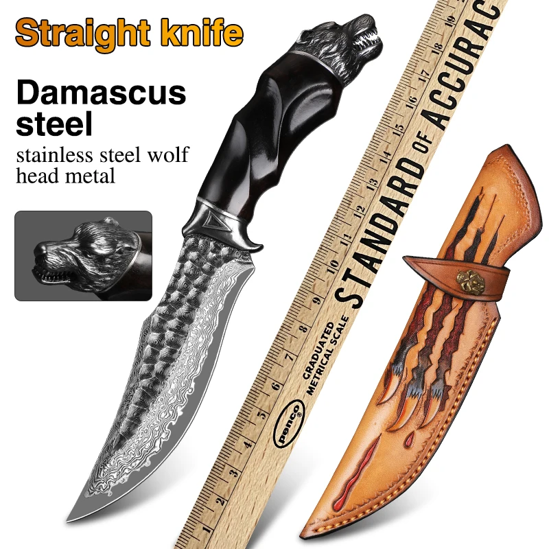 

VG10 Damascus Steel fixed blade Straight knife High hardness sharp tactical knife Outdoor camping hunting survival EDC tool