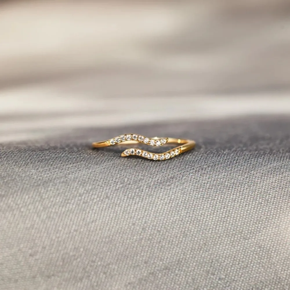 Trumium Hot Sale Real 925 Silver Rings For Women Wedding Minimalist Single Wave Ring 18K Gold Stackable Jewelry Girl Gift