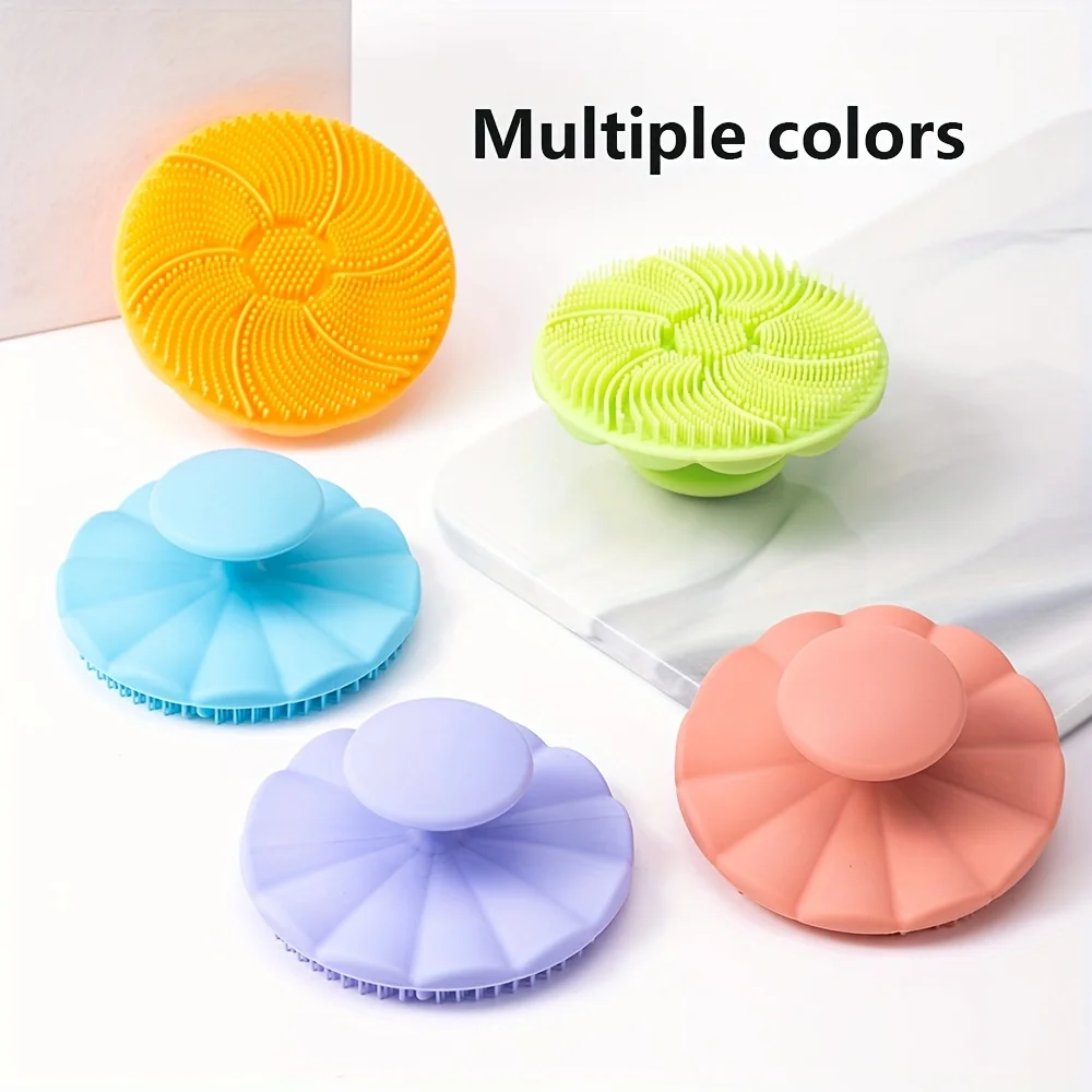 Set di spazzole per il viso in silicone da 3 pezzi: spazzole per il viso a fiori in silicone morbido per una pulizia profonda, esfoliazione, rimozione di punti neri e A