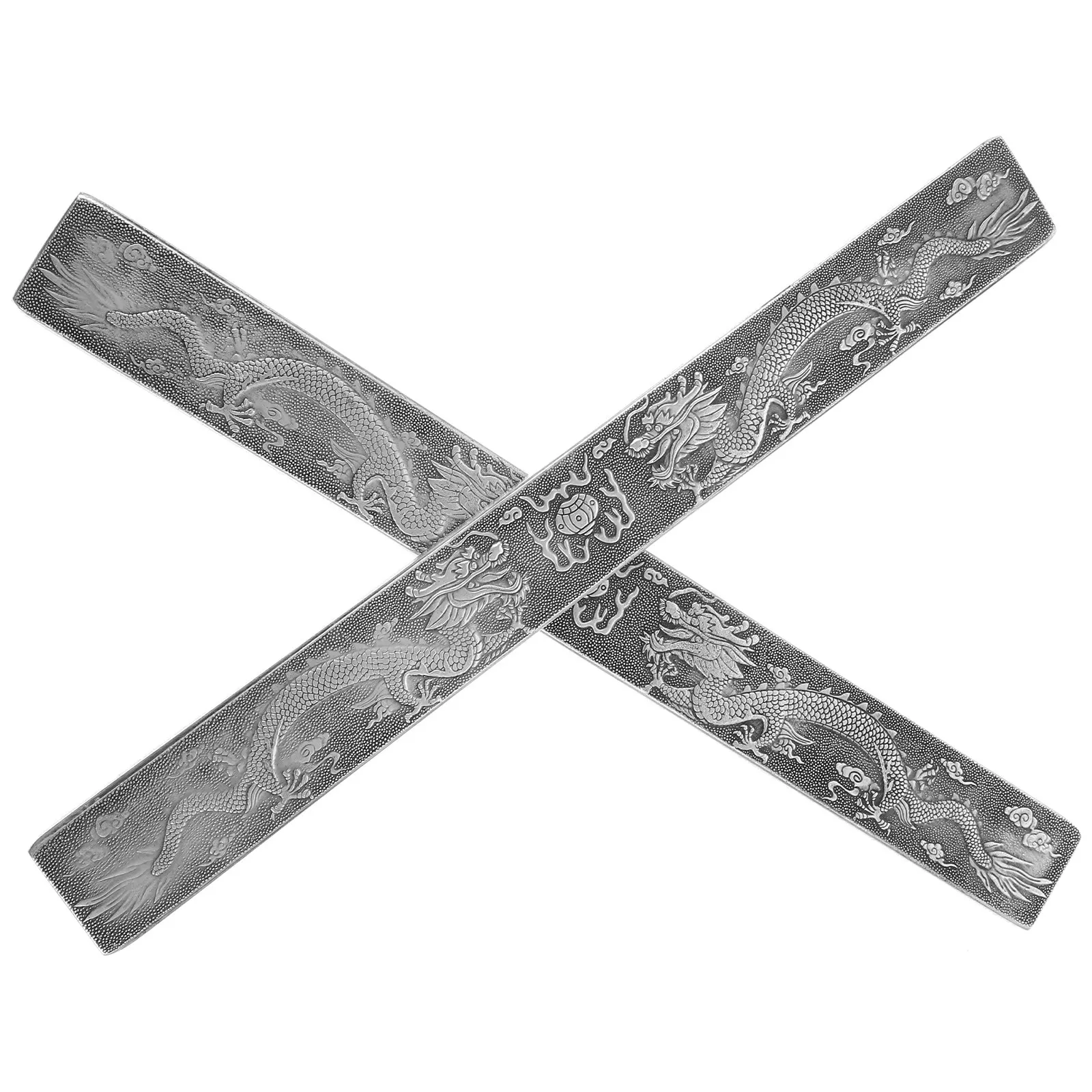 1Pair Tibetan Silver Paperweight Smooth Rectangular Calligraphy Practice Paper Weight Decorative Chinese Calligraphy Supplies
