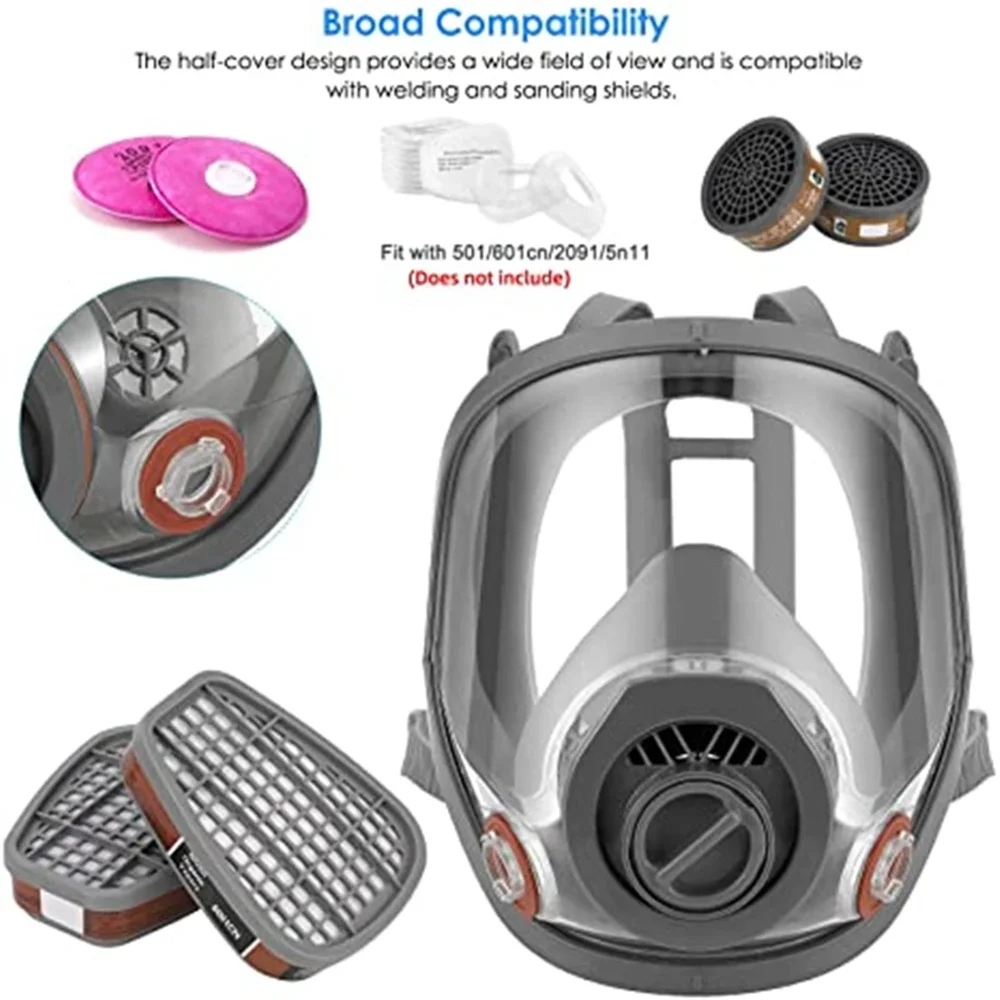 Gas Mask Acid/Organic/Ammonia 6800A Full Face Mask Respirator Paint Chemical Pesticide Laboratory Anti-dust Multifunction Filter