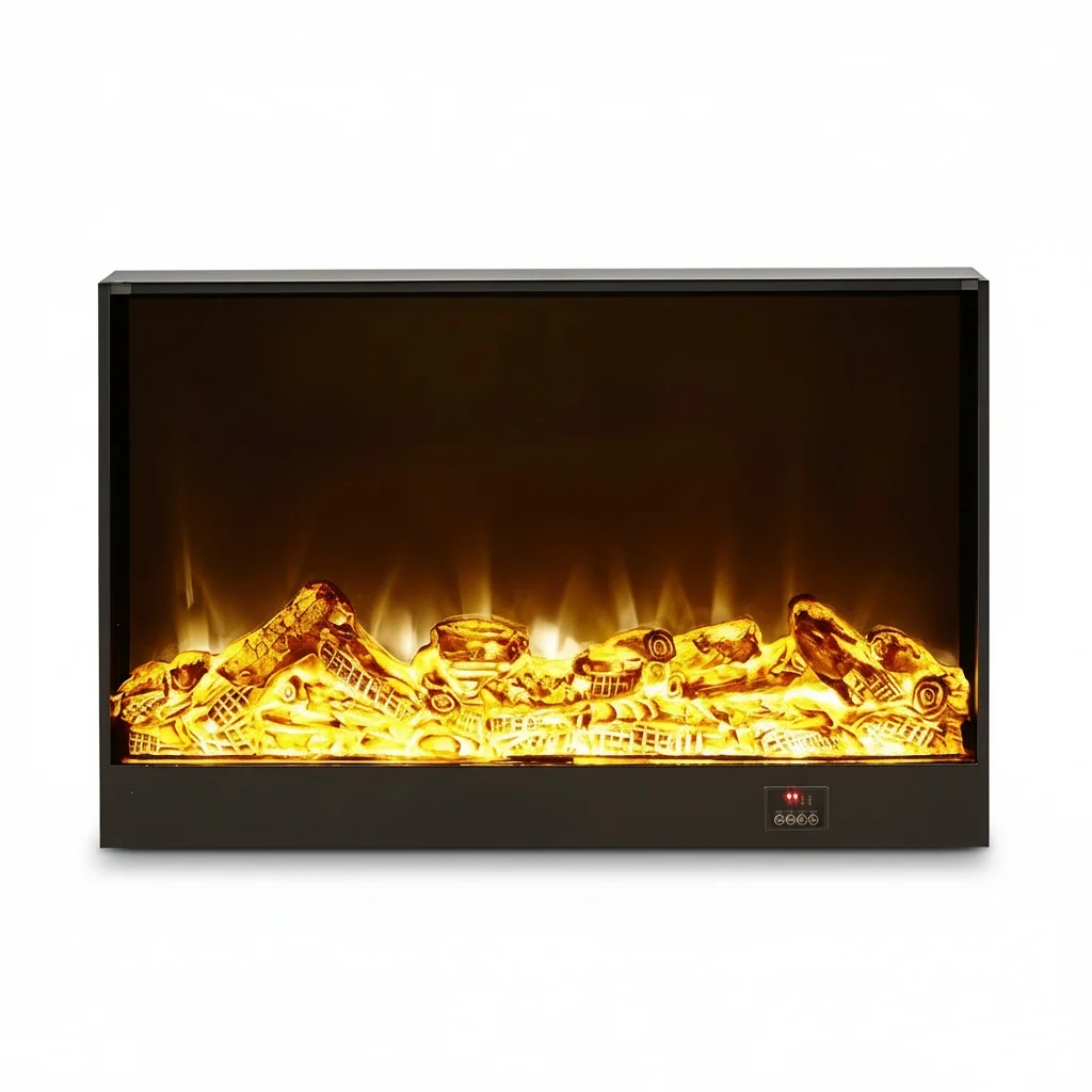 Electric Fireplace Heater, 1800mm Tempered Glass Built-In Fireplace, 3D Flame Insert, Infrared Space Heater, Decorative Heater