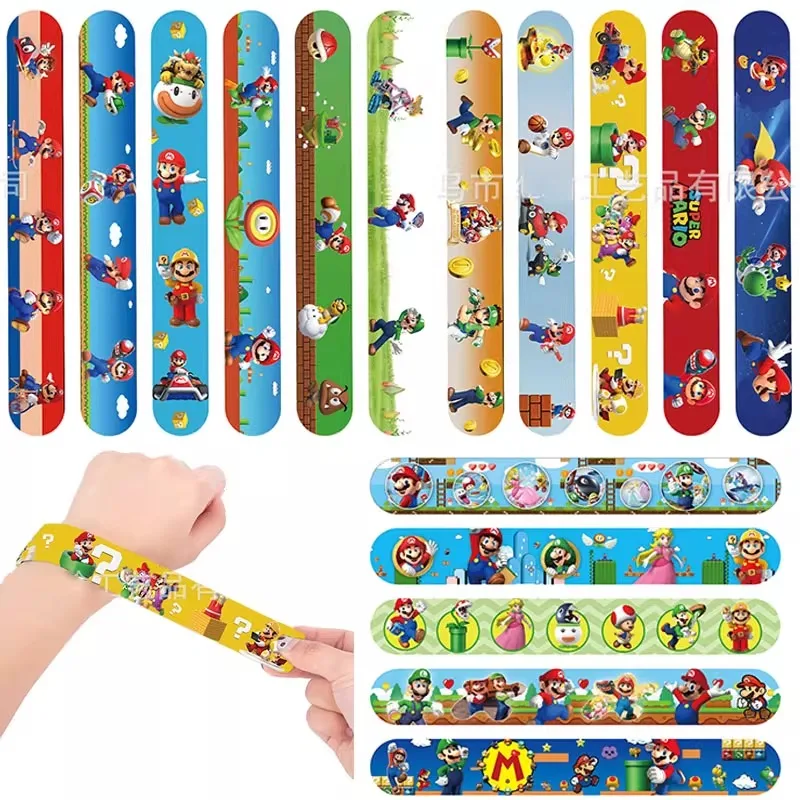 

Super Mary Series Wrist Strap Mario Bros Luigi Children Clap Ring Slap Bracelets Toys Snapping Kids Birthday Gift Party Product