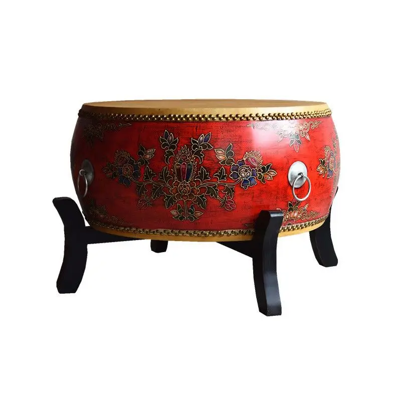 

Painted drum table drum stool old solid wood coffee table round table combination