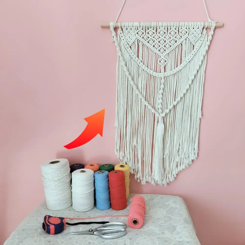 

Easy Crafting Idea Macrame Cords 3mm 200 Meters Cotton Rope Long Tassels Macrame Wall Hanging Tapestry Thread With PDF Tutorials
