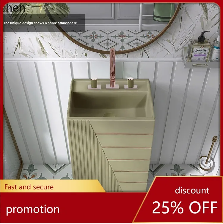 

HT retro grille wash basin floor-to-ceiling washbasin bathroom art basin integrated column basin