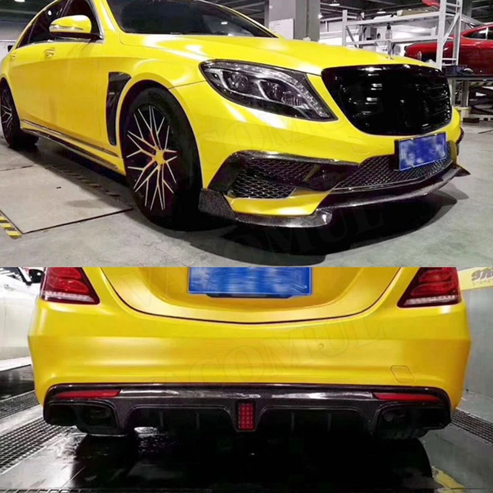 Carbon Fiber Front Bumper lip Rear Diffuser FogLamp Trim Frame Side Fender For Benz S Class W222 S63 S65 2014-2017 Body Kits