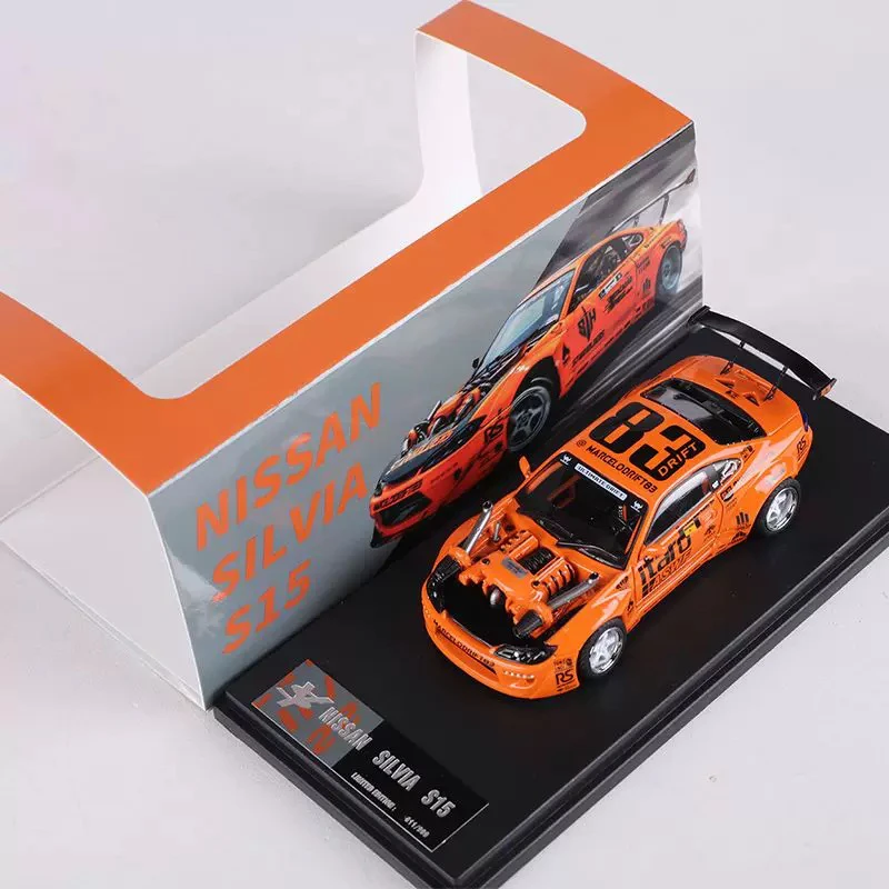 Diecast escala 1:64 nissan s15 4.0 v8 motor simulação liga modelo de carro brinquedo colecionável presente lembrança exibição ornamento