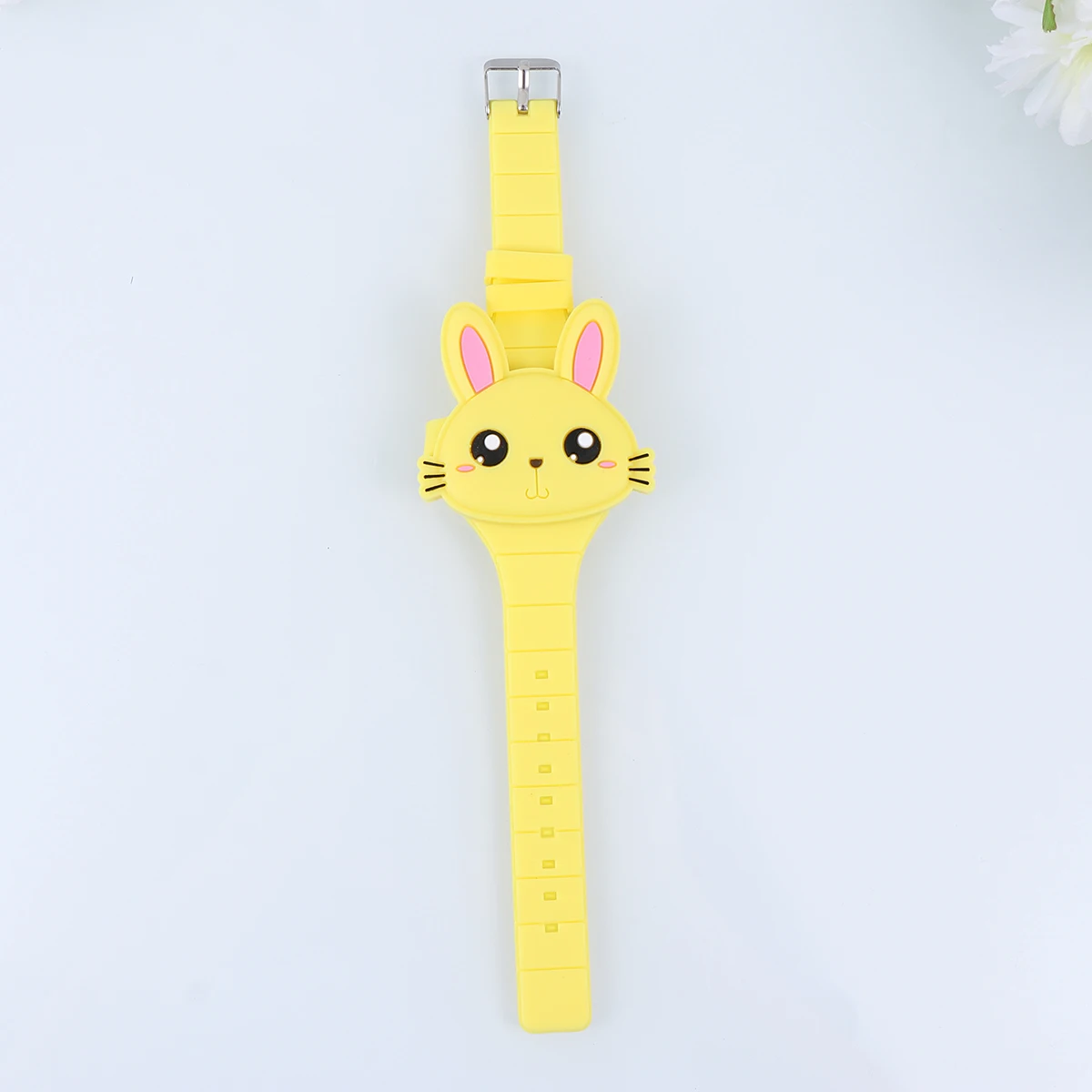 Silicone LED Cartoon Watch Rabbit Shape Wristwatch Clamshell Electronic Watch Birthday Gift Party Favor for Child T