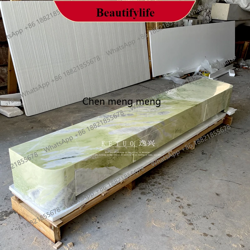 

G153 Pure natural marble TV cabinet villa mansion large flat luxury stone floor with drawers