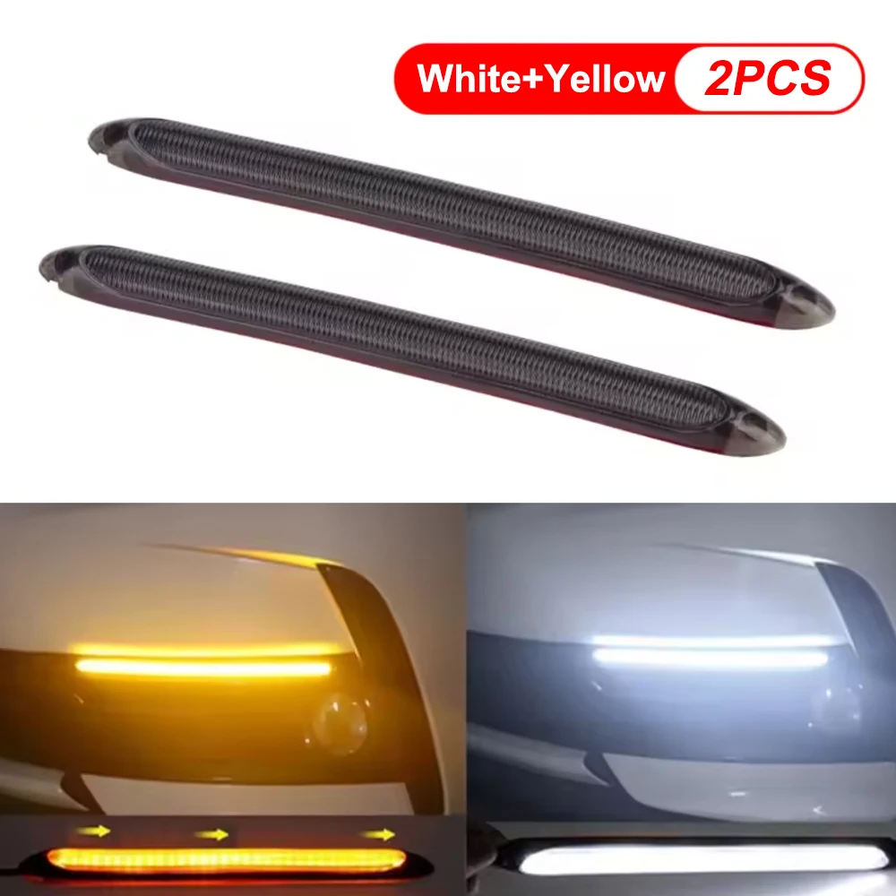 

Светодиодные автомобильные фары, 2 шт./пара, дневные ходовые огни DRL, применимые к всех моделях автомобилей, двухцветные стримеры, автоматические указатели поворота