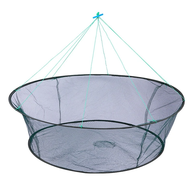 Foldable Drop Net Fishing Landing Nets Crayfish Shrimp Catcher Prawn Bait Crab Shrimp Pier Harbour Pond Mesh 150Cm