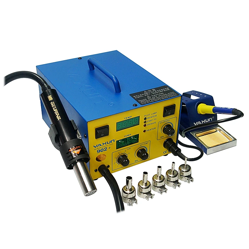 YAXUN YX-902D+ Hot Air Digital BGA Rework Station SMD Heater Soldering Iron with 5 Nozzles 220V 110V view 4