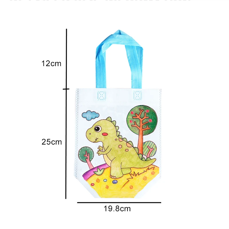 ของเล่นเด็ก DIY กระเป๋าระบายสี วาดภาพ พร้อมปากกาสี  กระเป๋าผ้าไม่ทอสำหรับงานฝีมือ  กระเป๋าระบายสีหลากสี  กระเป๋าใส่ของขวัญ  TMZ