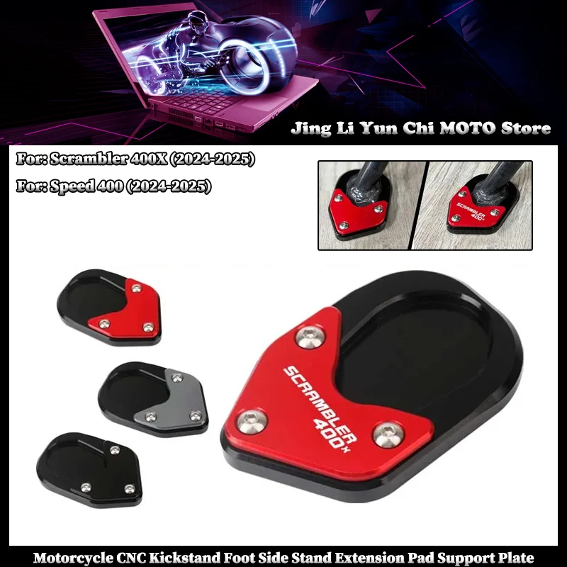 

For Triumph Scrambler400X Speed400 2024-2025 Motorcycle CNC Kickstand Foot Side Stand Extension Pad Support Plate Enlarge Stand