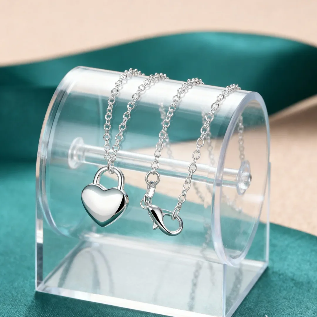 Trendy products 925 Sterling Silver temperament heart Lock necklace for women fashion wedding Birthday gift designer jewelry