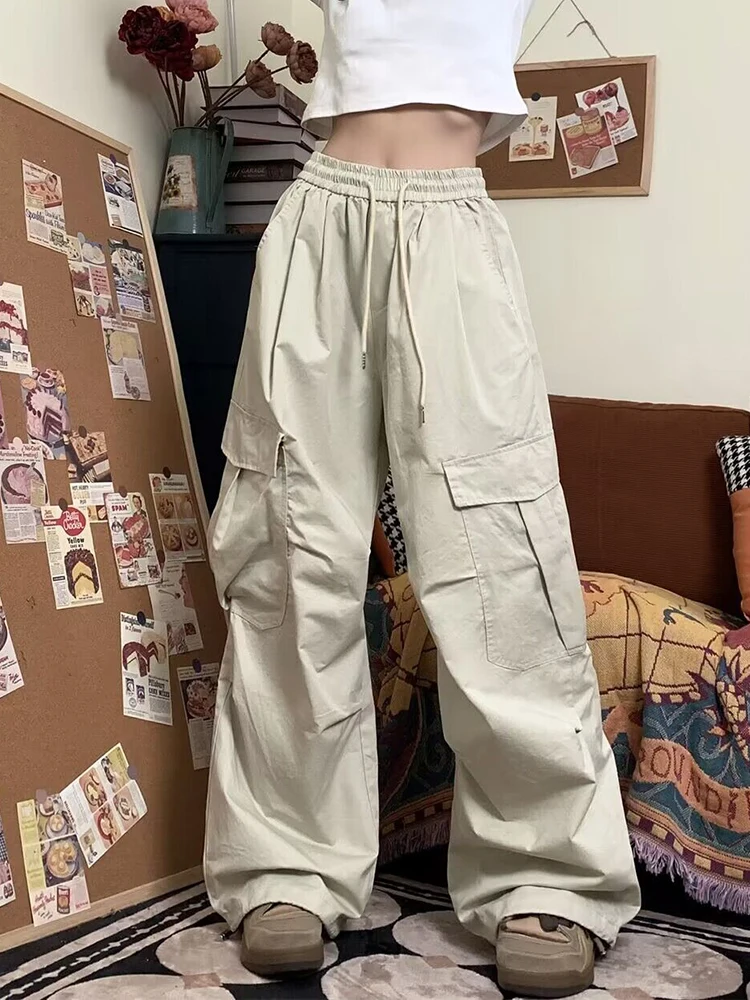 Zoki Y2K Pantaloni cargo americani Donna Streetwear Harajuku Pantaloni a vita alta Tasche larghe casual Bf Pantaloni Hip Hop vintage Novità