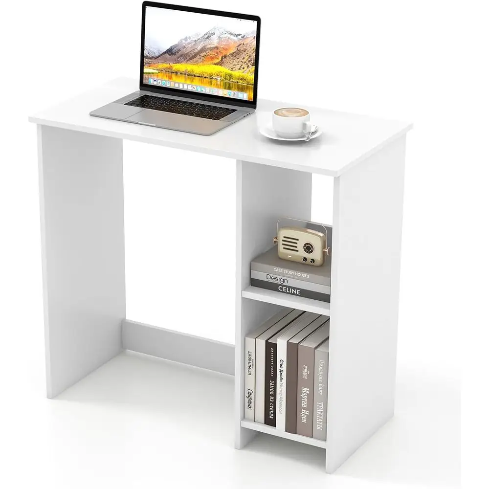 

White Small Desk or Bedroom, 31.5 Inch Home Oice Computer Desk with Shelves, Space Saving Study Writing Desk, ern Simple Laptop
