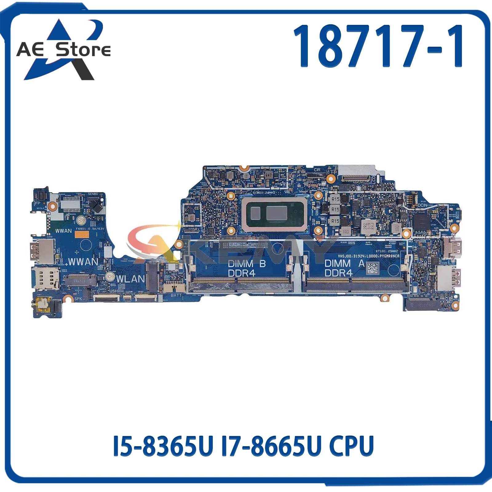 AE 18717-1 Notebook Mainboard For Dell Latitude 5300 0H7KTP 05PW9V Laptop Motherboard With I5-8365U I7-8665U CPU Full Tested