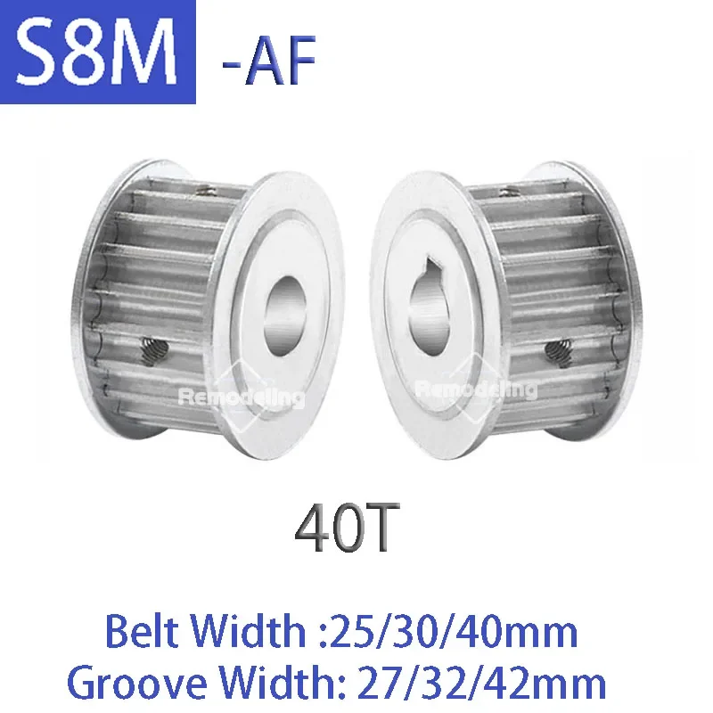 

1pcs S8M AF Timing Pulley Aluminum Alloy 40T Teeth Synchronous Wheel Belt Width 25/30/40mm Bore 12mm-38mm Pitch 8mm