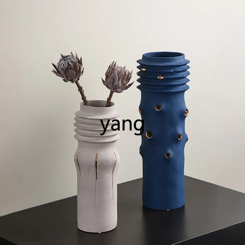 LXL Painted Threads Band Ceramic Vase Flower New Chinese Style Home Living Room Hallway Ornaments