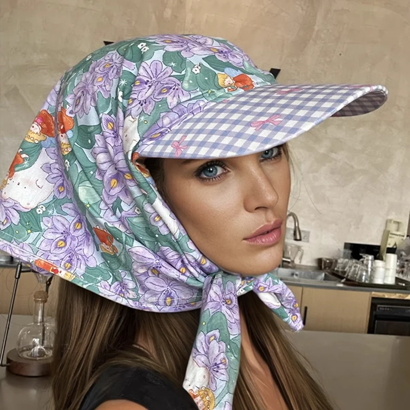 Damen Hüte Frühling Meer Urlaub Französisch Süße Süße Mädchen Outdoor Kopftücher Mit Riemen Baseball Caps Pastorale Sonnenblende