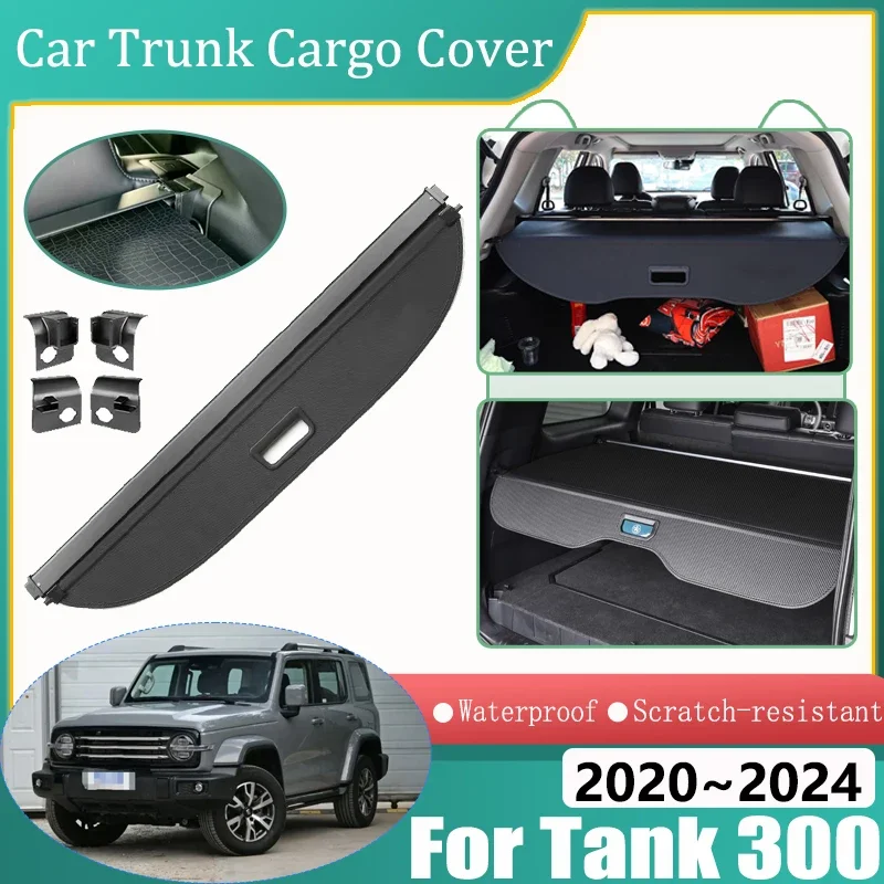 

Car Trunk Curtain For GWM Wey Tank 300 2020 2021 2022 2023 2024 Rear Cargo Privacy Security Shades Anti-scratch Auto Accessories