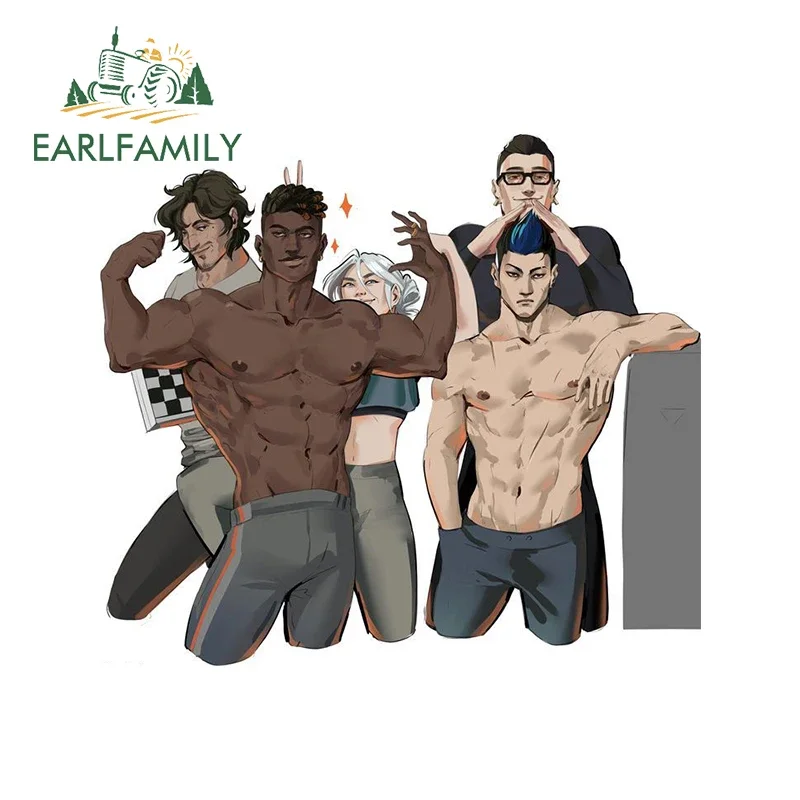 EARLFAMILY 13cm X 11.5cm For Valorant Muscle Handsome Man Phoenix Car Stickers Cartoon Car Accessories Decals Graffiti Cute