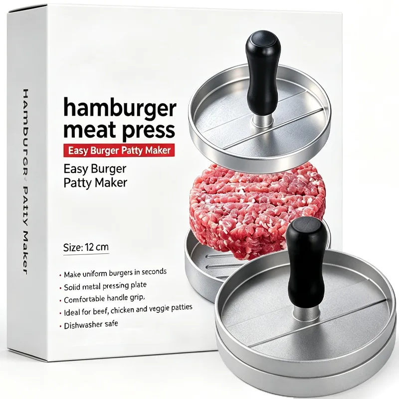 9-12CM Round Non-Stick Hamburger Patty Maker Creative Hamburger Meat Press Patty Press Mold Breakfast Food Aluminum Bur Tools