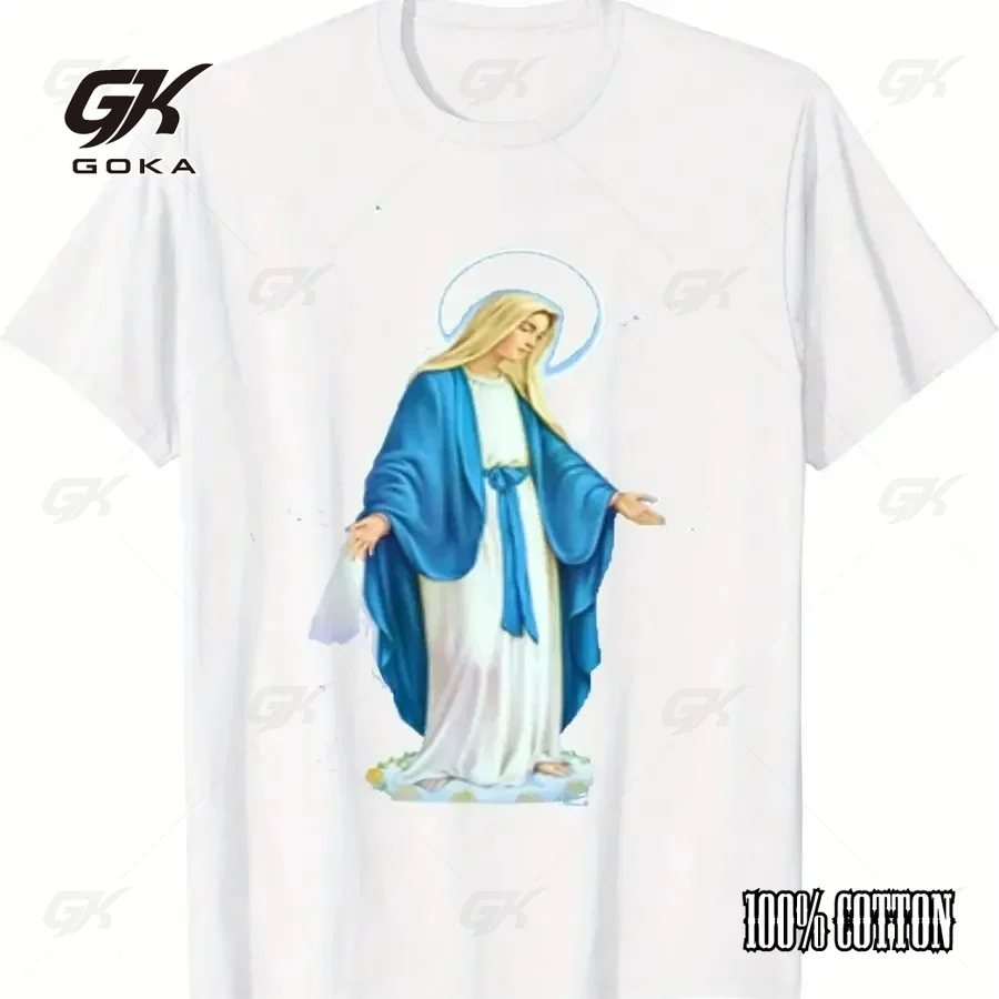 Virgin Mary Our Lady of Grace Graphic T-Shirt casual Fashion Unisex clothes Religious Christian Faith Short Sleeve Crewneck Tops