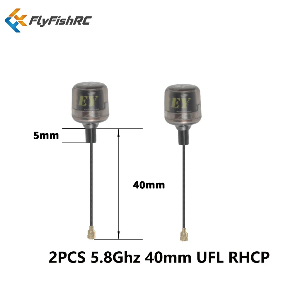 2PCS FlyFishRC Osprey 5.8Ghz 40mm Ipex UFL RHCP Stubby Antenna Compatible HD FPV System for FPV RC Racing Drone Frame kit