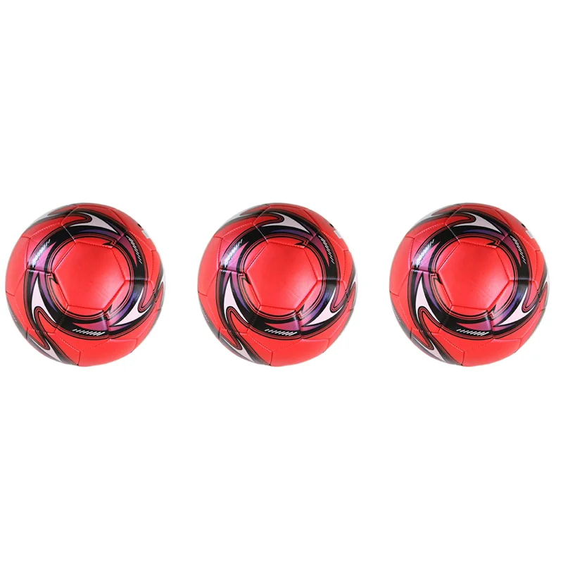 3X Professional Soccer Ball Size 5 Official Soccer Training Football Ball Competition Outdoor Football Red-B60B