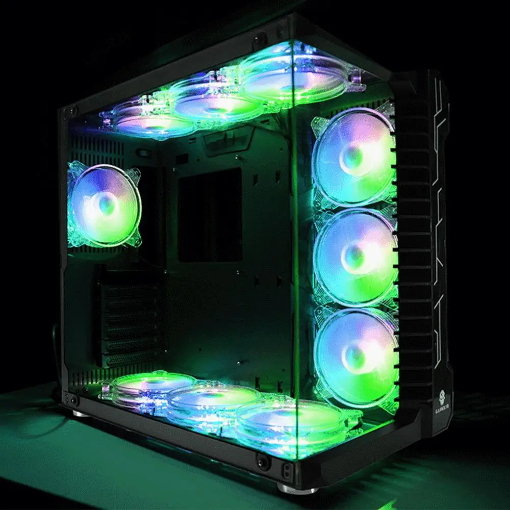 

120mm 4Pin LED Light Crystal Cooling Fans 12CM RGB Colorful Case Fan Heat Dissipation Computer Fan Cooler Radiator Dropshipping