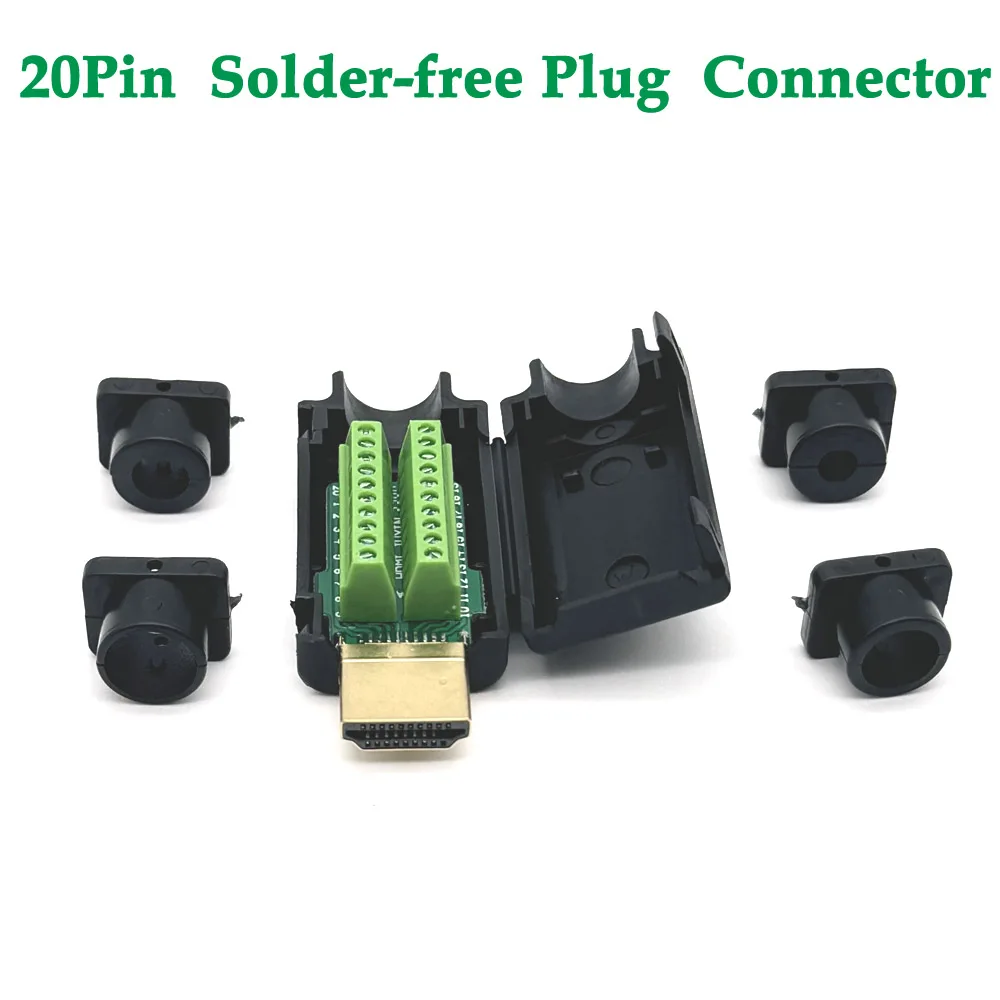 HDMI Connector Solderless 2.0 High-definition Wire Plug HDMI Welding Circuit Board DIY Male Terminal 4K HD Line Repair Adapter